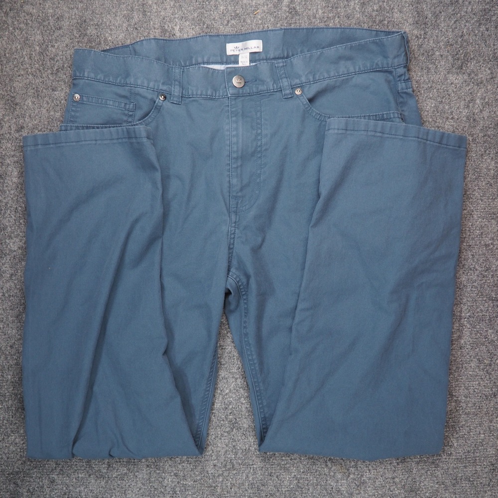 Peter Millar Pants Mens 36x32 Blue Solid Five Pocket Chino Luxury Casual Classic